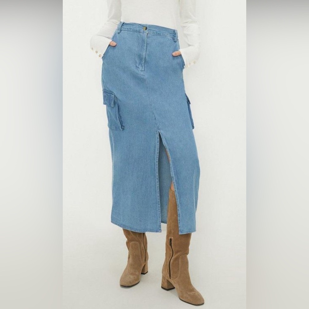 a.n.a. Skirt - New Women’s Blue Denim Cargo Midi Skirt. Size 18. NEW with tags